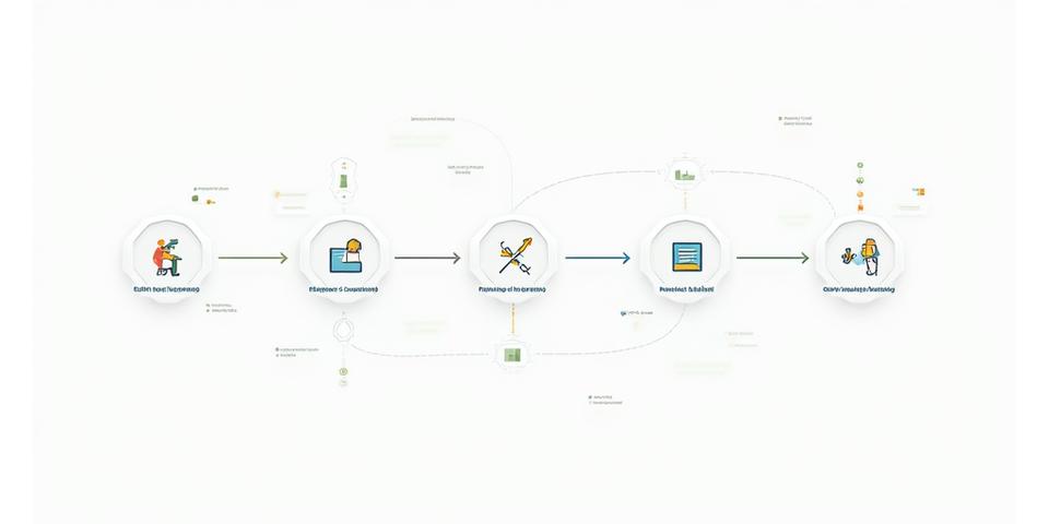 Infografica che mostra un flusso di processo passo-passo che inizia con la raccolta dati sull'utente, prosegue con l'analisi AI e algoritmi, poi la creazione di un piano personalizzato e infine il monitoraggio e l'adattamento continuo, con icone esplicative.