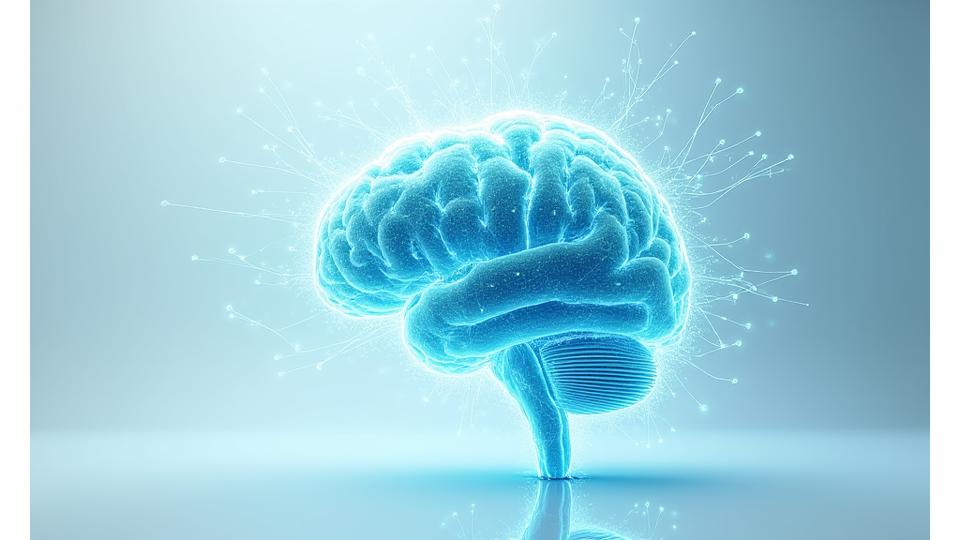 Rappresentazione grafica di un cervello che mostra l'attività neurale durante la meditazione