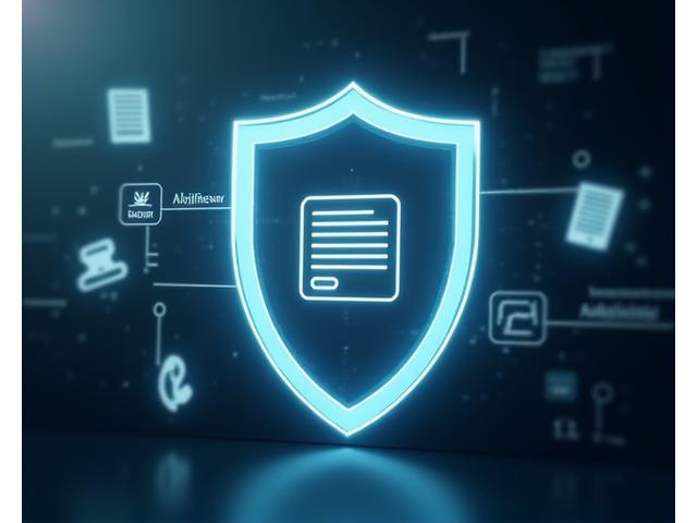 Scudo di protezione digitale che simboleggia la limitazione di responsabilità, con elementi legali e sanitari stilizzati.