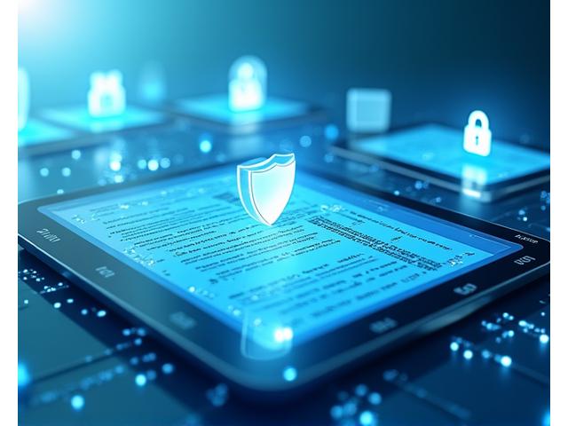 Concetto visivo di documentazione legale, contratti digitali e protezione, con icone di privacy e sicurezza integrate.